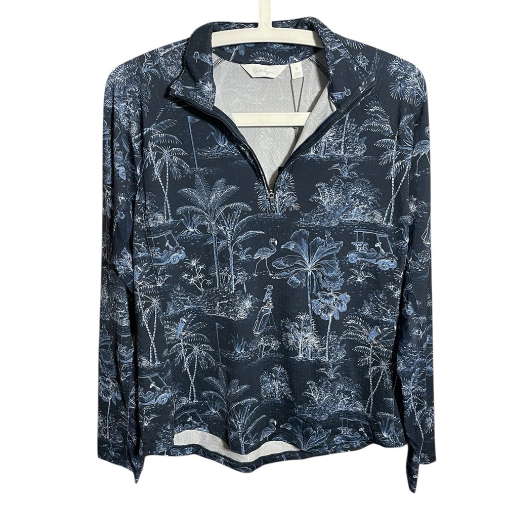 Walter Hagen UV Protection 1/4 Zip Toile Navy Pullover Golf Shirt NWT